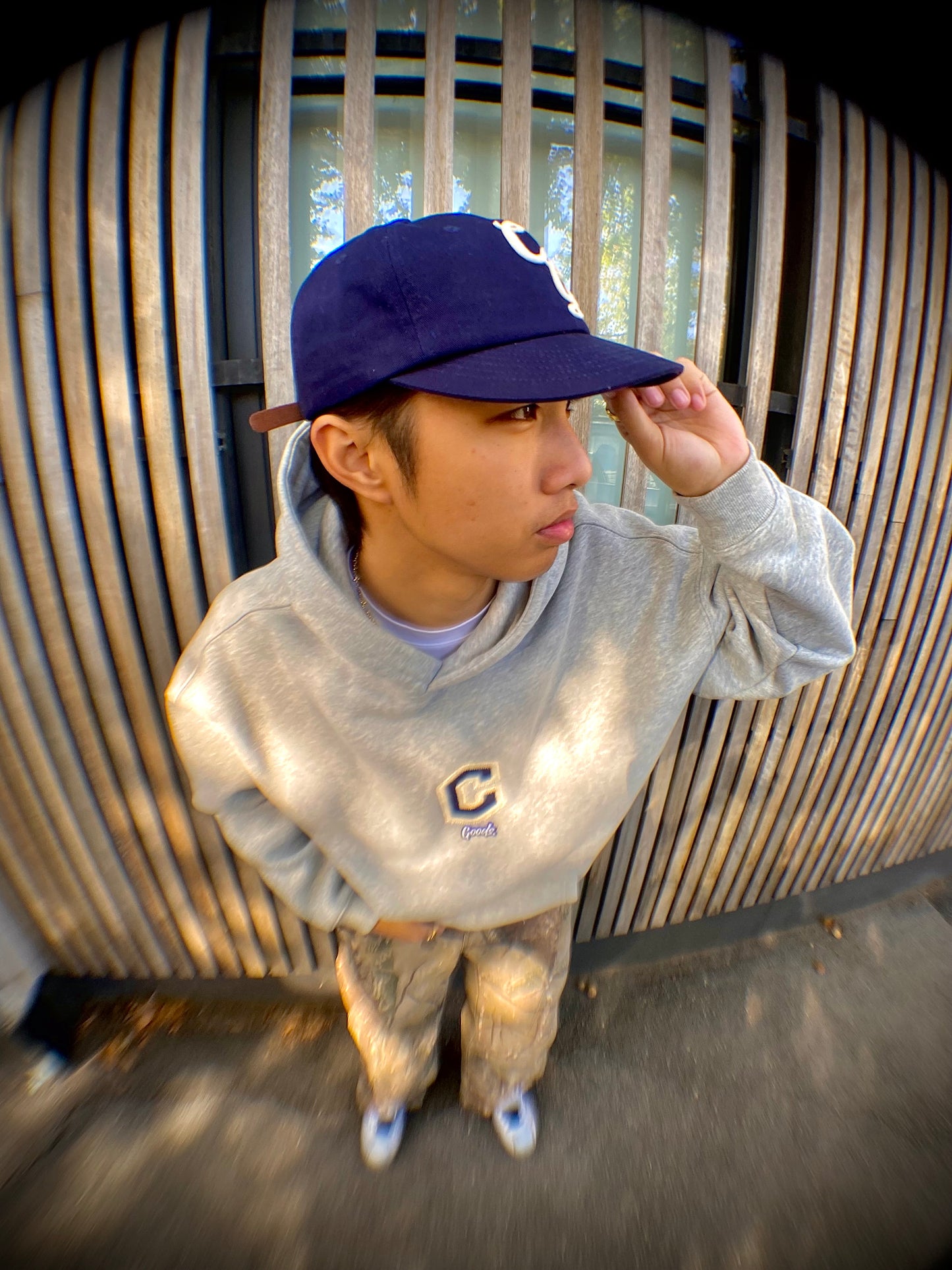 CG Appliqué 6 Panel Strapback Cap - Navy/White