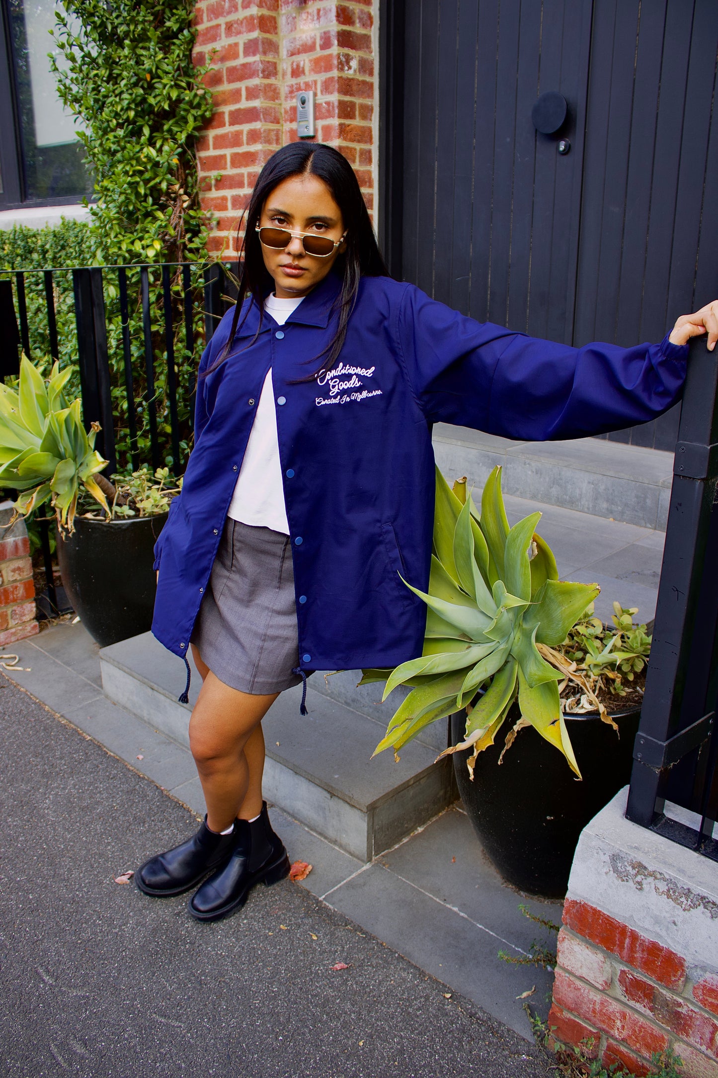 Script Logo Coach Jacket - Midnight Blue