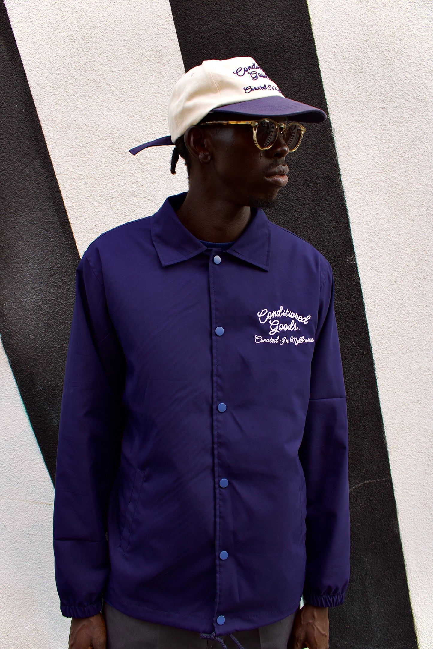 Script Logo Coach Jacket - Midnight Blue