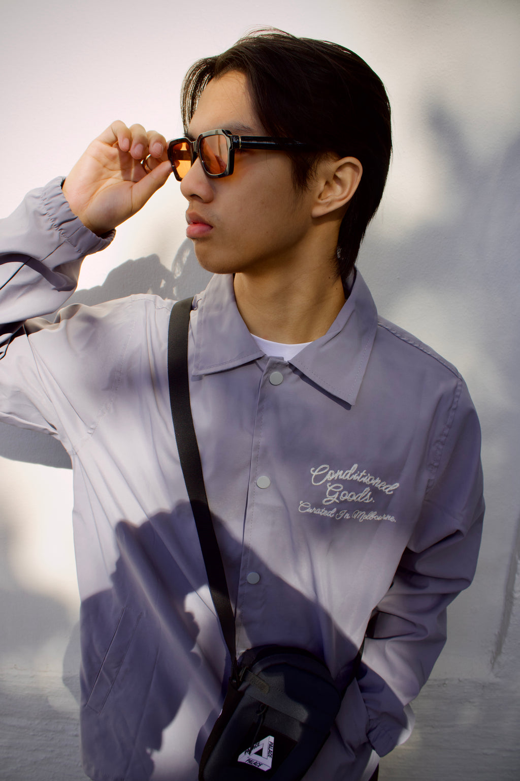 Script Logo Coach Jacket - Platinum Grey