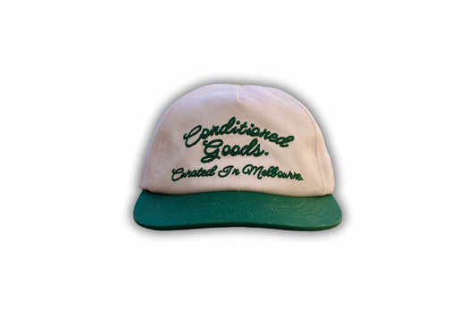 Chainstitched 6 Panel Strapback Cap - Forest Green/Cream