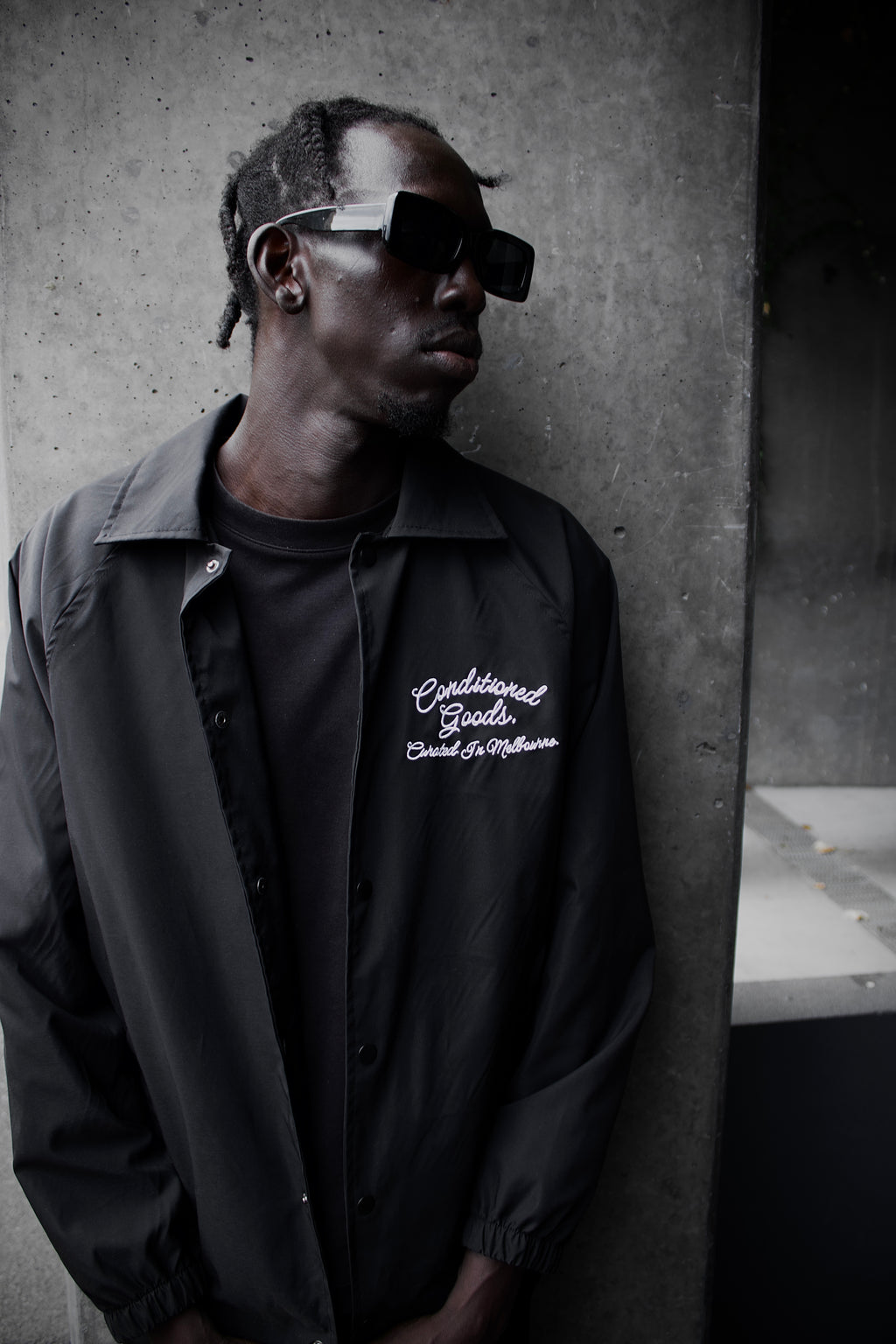 Script Logo Coach Jacket - Jet Black