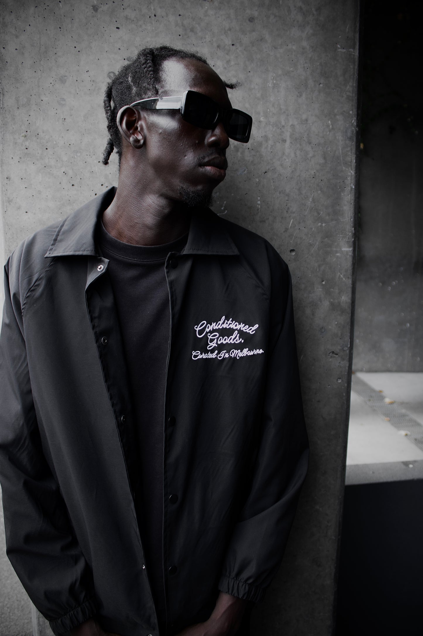 Script Logo Coach Jacket - Jet Black