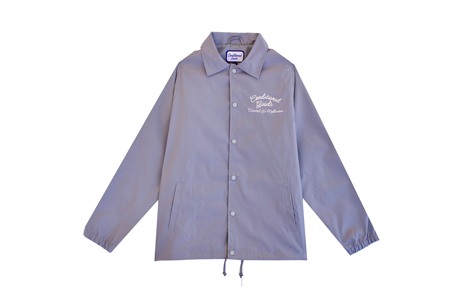 Script Logo Coach Jacket - Platinum Grey